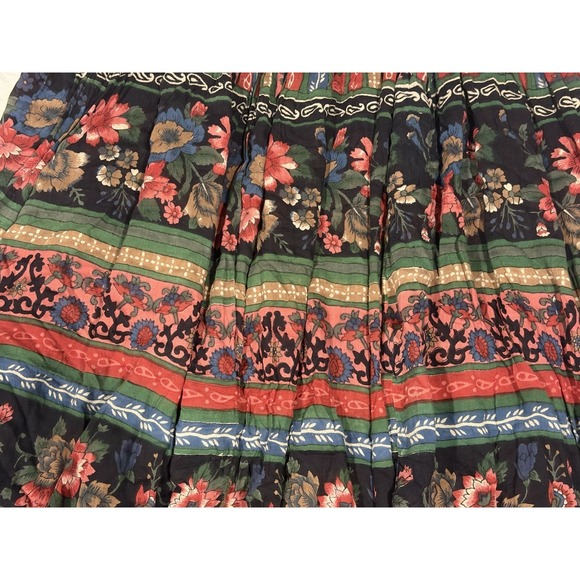 Vintage Backroad Blues Floral Maxi Skirt Womens Size 22 Elastic Waist Boho - Picture 12 of 12
